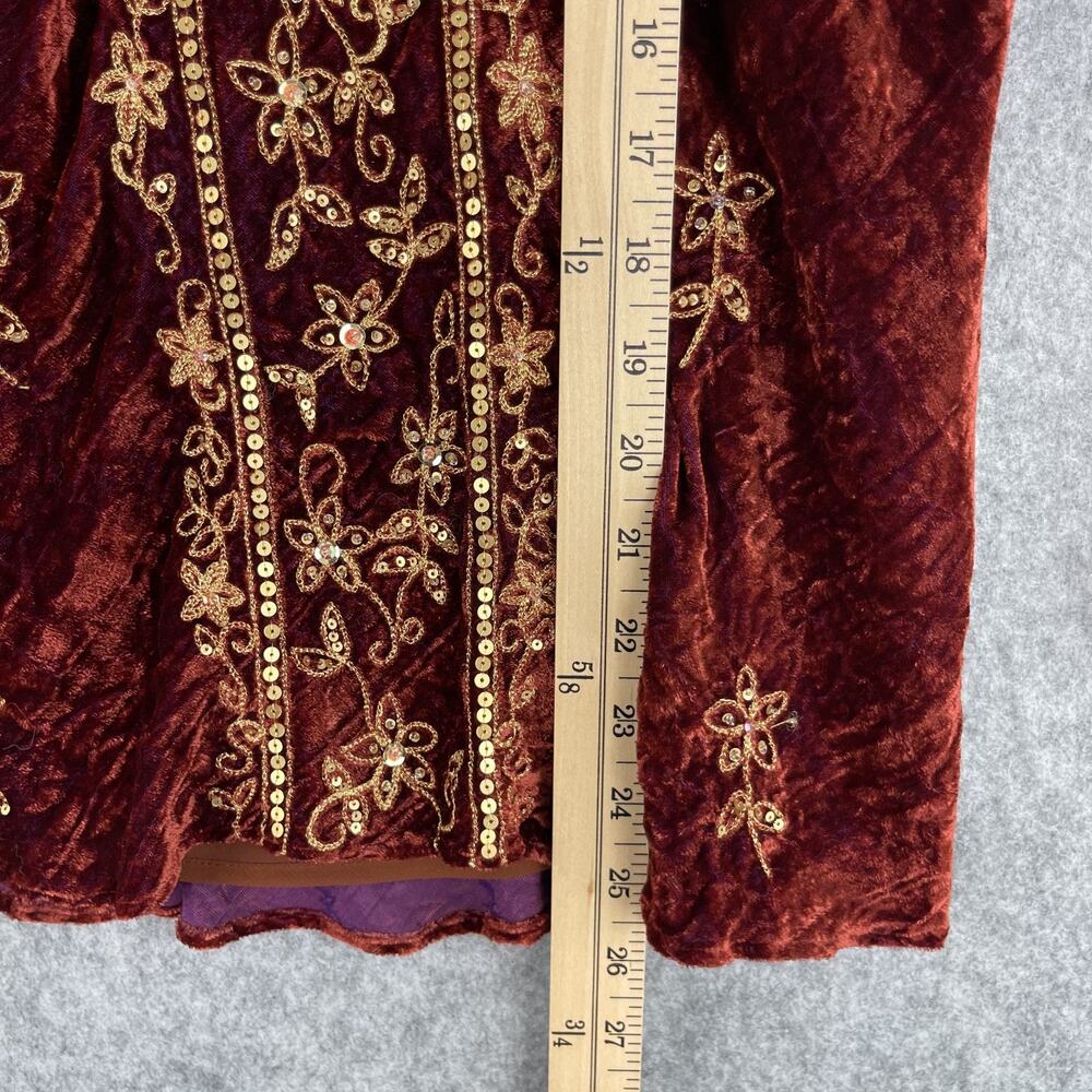 VTG Cache Crushed Velvet Top Womens‎ Small Silk Blend Embroidered Y2K Whimsigoth - Picture 11 of 16